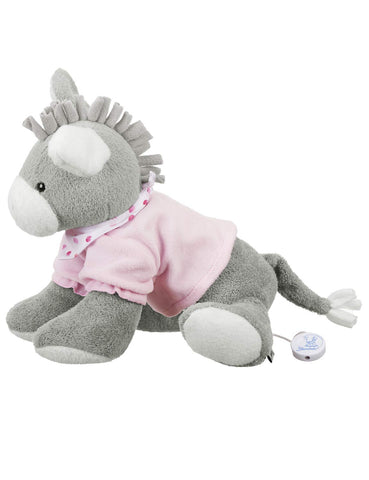 Sterntaler Musical Toy, Plush Donkey Emmi, Interchangeable Music Box, Size: L, Grey/Pink