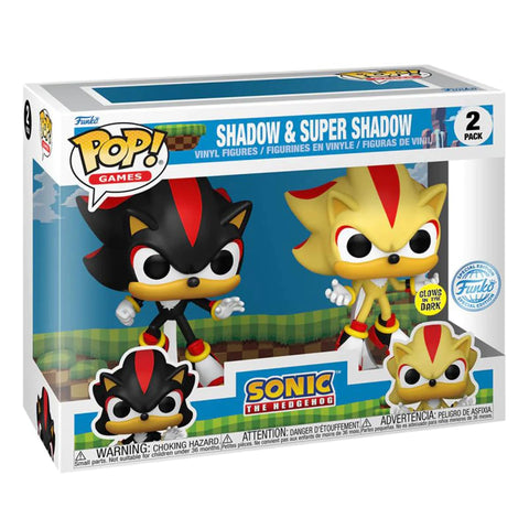 Funko Pop Games Sonic The Hedgehog Shadow & Super Shadow Glow in The Dark 2 Pack Exclusive Funko Pop Games Sonic The Hedgehog Shadow & Super Shadow Glow in The Dark 2 Pack Exclusive