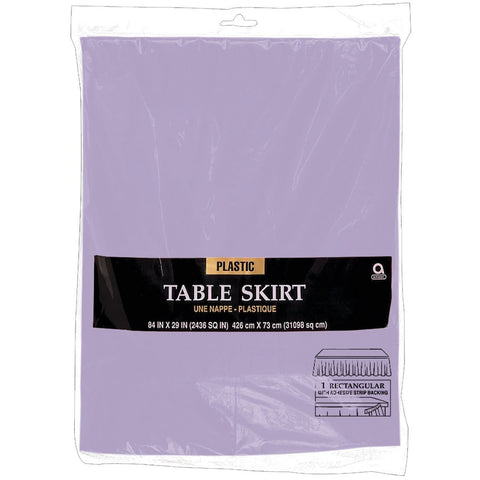 Lavender Plastic Table Skirt - 21' x 29" (1 Pc.) - Durable, Easy-to-Use & Stylish Event Decor, Perfect for Parties, Weddings, & Special Occasions Lavender Plastic Table Skirt - 21' x 29" (1 Pc.) - Durable, Easy-to-Use & Stylish Event Decor, Perfect for Parties, Weddings, & Special Occasions