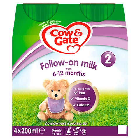Cow & Gate 2 Baby Milk Formula Multipack, 4 x 200ml Cow & Gate 2 Baby Milk Formula Multipack, 4 x 200ml