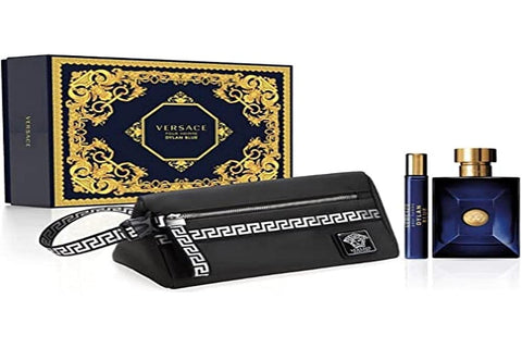 Versace Dylan Blue Pour Homme For Men 3 Piece Hard Box Set (3.4 Ounce Eau de Toilette Spray + 10 Milliliter Travel Spray + Pouch) Versace Dylan Blue Pour Homme For Men 3 Piece Hard Box Set (3.4 Ounce Eau de Toilette Spray + 10 Milliliter Travel Spray + Pouch)