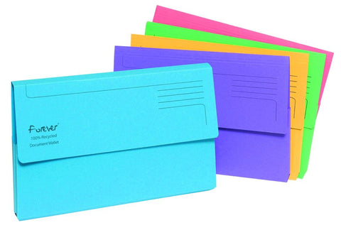 Exacompta Forever Document Wallets - Ideal for Storing Documents - Recyled 290 gsm Board - 34.5 x 24.5 cm in Size - A4/Foolscap - Assorted Colours - Pack of 25 Exacompta Forever Document Wallets - Ideal for Storing Documents - Recyled 290 gsm Board - 34.5 x 24.5 cm in Size - A4/Foolscap - Assorted Colours - Pack of 25