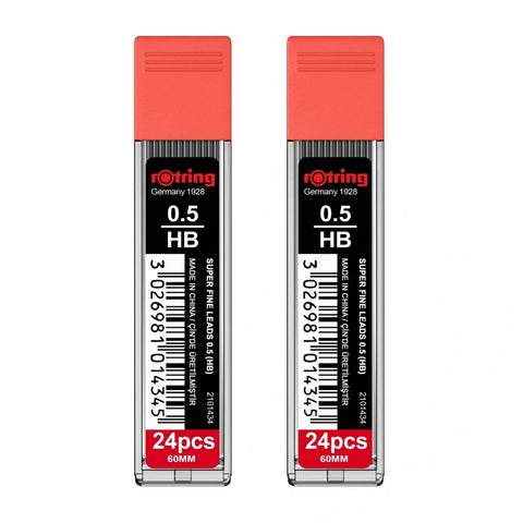 Pencil Leads HB 0.50mm x 48 (24 leads per pack) x 2 leads Compatible with Pilot, Steadler, Faber Castell etc, made by Rotring in Germany Pencil Leads HB 0.50mm x 48 (24 leads per pack) x 2 leads Compatible with Pilot, Steadler, Faber Castell etc, made by Rotring in Germany
