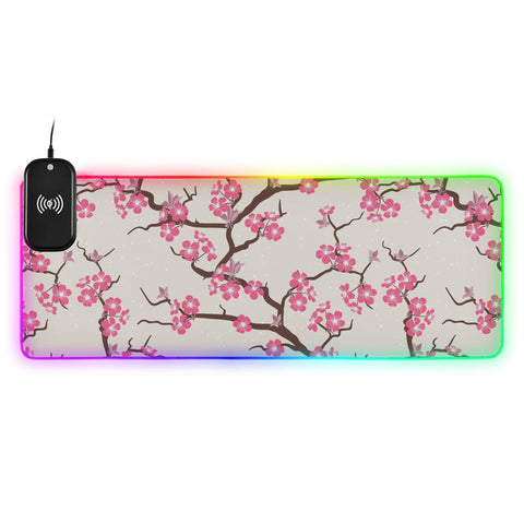 Cherry Tree Wireless Charging Mouse Pad for Mobile Phone Extra Large Gaming Mousepad with 13 Lighting Modes Computer Mat for Gaming MacBook PC Laptop Desk Office Home Cherry Tree Wireless Charging Mouse Pad for Mobile Phone Extra Large Gaming Mousepad with 13 Lighting Modes Computer Mat for Gaming MacBook PC Laptop Desk Office Home