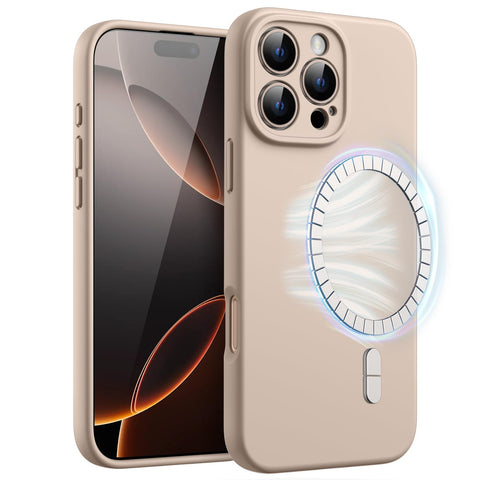 JETech Magnetic Silicone Case for iPhone 16 Pro 6.3-Inch, Compatible with MagSafe, Silky Soft Touch, Shock Absorbing Phone Cover with Camera Lens Full Protection (Desert Titanium) JETech Magnetic Silicone Case for iPhone 16 Pro 6.3-Inch, Compatible with MagSafe, Silky Soft Touch, Shock Absorbing Phone Cover with Camera Lens Full Protection (Desert Titanium)