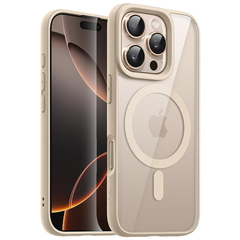 JETech Magnetic Case for iPhone 16 Pro Max 6.9-Inch Compatible with MagSafe, Shockproof Phone Bumper Cover, Solid Color Matte TPU Frame, Anti-Scratch Clear Back (Desert Titanium) JETech Magnetic Case for iPhone 16 Pro Max 6.9-Inch Compatible with MagSafe, Shockproof Phone Bumper Cover, Solid Color Matte TPU Frame, Anti-Scratch Clear Back (Desert Titanium)