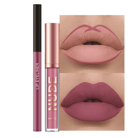 Rosarden 2Pcs Matte Lipstick and Lip Liner Set, Cream Nude Mauve Long Lasting Waterproof Lipliner Pencil & Plumper Lip Gloss, Retractable Lip Liner and Liquid Lipstick for Women Girls Lip Makeup (#02) Rosarden 2Pcs Matte Lipstick and Lip Liner Set, Cream Nude Mauve Long Lasting Waterproof Lipliner Pencil & Plumper Lip Gloss, Retractable Lip Liner and Liquid Lipstick for Women Girls Lip Makeup (#02)