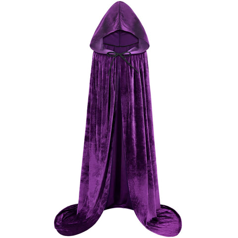 Sarfel Hooded Cloak Velvet Cape with Hood Halloween Capes Women Witch Costume Vampire Cloak Wizard Robe Men Cosplay Costume, Purple, Large Sarfel Hooded Cloak Velvet Cape with Hood Halloween Capes Women Witch Costume Vampire Cloak Wizard Robe Men Cosplay Costume, Purple, Large