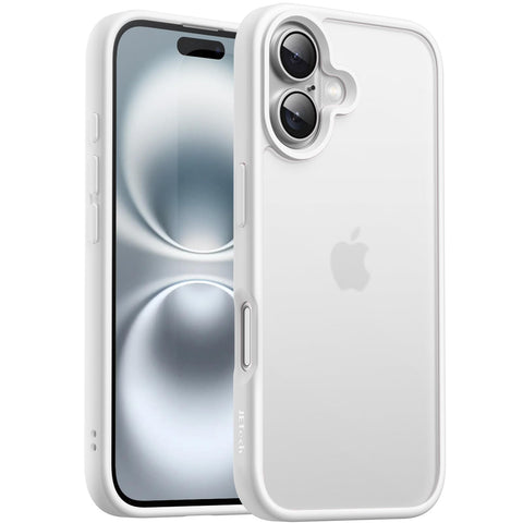 JETech Matte Case for iPhone 16 6.1-Inch, Shockproof Military Grade Drop Protection, Frosted Translucent Back Phone Cover, Anti-Fingerprint (White) JETech Matte Case for iPhone 16 6.1-Inch, Shockproof Military Grade Drop Protection, Frosted Translucent Back Phone Cover, Anti-Fingerprint (White)