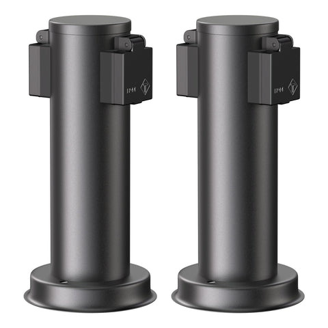 ledscom.de Garden Power Socket Column PORU for Outdoor, Double, Stainless Steel, Black, Round, 27cm, 2 Pcs ledscom.de Garden Power Socket Column PORU for Outdoor, Double, Stainless Steel, Black, Round, 27cm, 2 Pcs