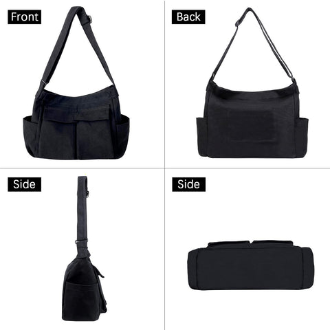 TIAASTAP Canvas Messenger Bag, Large Hobo Crossbody Bag with Multiple Pockets, Hobo Casual Bags Canvas Shoulder Tote Bag for Women and Men (A Black) TIAASTAP Canvas Messenger Bag, Large Hobo Crossbody Bag with Multiple Pockets, Hobo Casual Bags Canvas Shoulder Tote Bag for Women and Men (A Black)