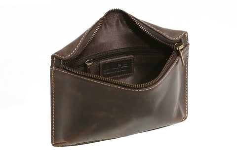 LEAS Belt bag Waist bag Bum Bag Travel pouch pack, Genuine Leather, dark brown Vintage-Collection