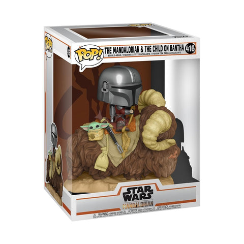 Funko POP Pop! Deluxe: Mandalorian - Mandalorian on Bantha with Child, Multicolor, Standard Funko POP Pop! Deluxe: Mandalorian - Mandalorian on Bantha with Child, Multicolor, Standard