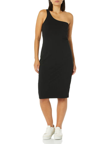 DKNY Women's One Shoulder Midi Dress, Black, X-Large DKNY Women's One Shoulder Midi Dress, Black, X-Large