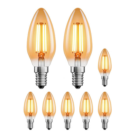 ledscom.de 8 Pieces E14 LED Bulb, Candle, Extra Warm White (2500 K), 4.1 W, 458lm, Gold-Coloured ledscom.de 8 Pieces E14 LED Bulb, Candle, Extra Warm White (2500 K), 4.1 W, 458lm, Gold-Coloured