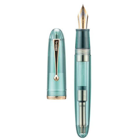 Asvine Jinhao 9019 Fountain Pen, Dadao Series #8 Medium Nib, Light Blue Transparent Acrylic Barrel with Golden Clip Big Size Writing Pen Asvine Jinhao 9019 Fountain Pen, Dadao Series #8 Medium Nib, Light Blue Transparent Acrylic Barrel with Golden Clip Big Size Writing Pen