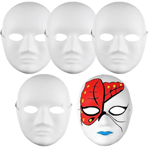 XIEXIESHER 5/10 Pieces Carnival Masks, DIY White Mask, Horror Masks, Painted DIY Masks, White Mask for Carnival, Cosplay, Halloween Party XIEXIESHER 5/10 Pieces Carnival Masks, DIY White Mask, Horror Masks, Painted DIY Masks, White Mask for Carnival, Cosplay, Halloween Party
