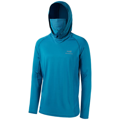 BASSDASH UPF 50+ Men’s Long Sleeve Fishing Shirt with Mask UV Neck Gaiter Hoodie (Emerald Blue, X-Large) BASSDASH UPF 50+ Men’s Long Sleeve Fishing Shirt with Mask UV Neck Gaiter Hoodie (Emerald Blue, X-Large)