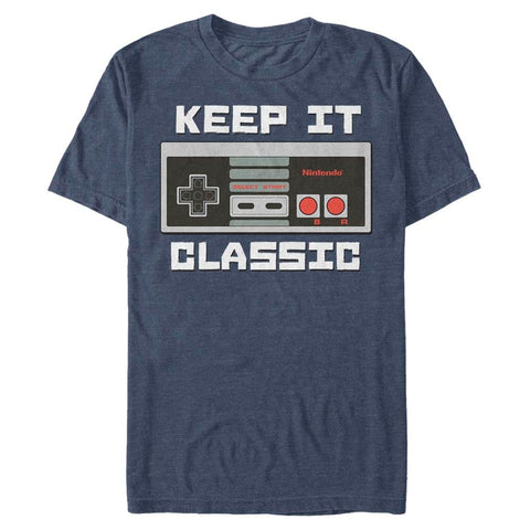 Nintendo Men's Keep it Classic T-Shirt, 2X-Large, Navy Heather Nintendo Men's Keep it Classic T-Shirt, 2X-Large, Navy Heather