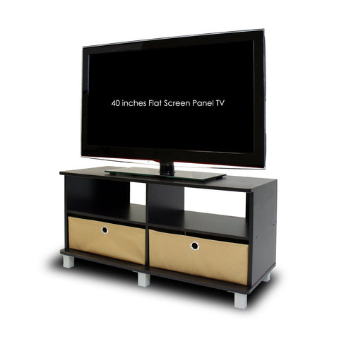 Furinno Entertainment Center w/2 Bin Drawers, Espresso/Brown Furinno Entertainment Center w/2 Bin Drawers, Espresso/Brown