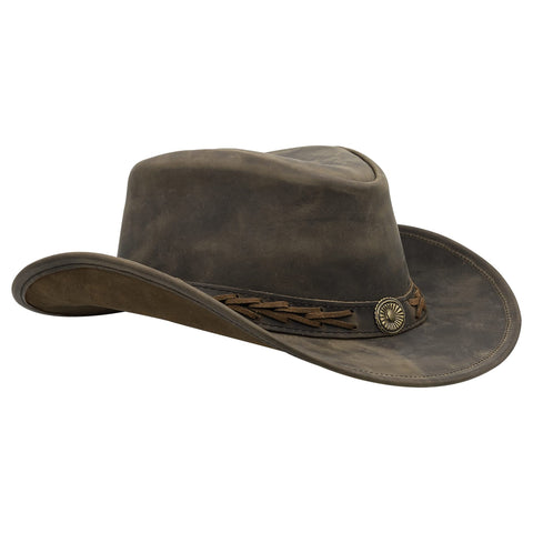 SideWinder Cowboy Hat Durable Jungle Grain Leather Unisex Adult for Men Shapeable Outback Western Style Wide Brim (Large, Mocha) SideWinder Cowboy Hat Durable Jungle Grain Leather Unisex Adult for Men Shapeable Outback Western Style Wide Brim (Large, Mocha)