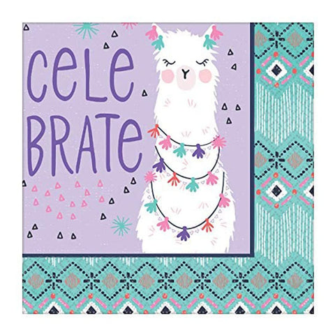 Llama Fun Paper Beverage Napkins - 5" x 5" | Pack of 16 Llama Fun Paper Beverage Napkins - 5" x 5" | Pack of 16