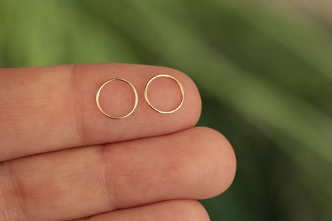 Small Gold Tragus Huggie Hoop Earrings for Women Cartilage Nose Helix Tragus Rook Piercing(Gold, 6mm 24 gauge / 1 pair)