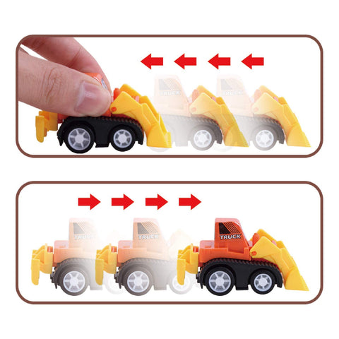 Fun-Here 12 Packs Construction Toy Pull Back Digger Mini Vehicles Excavator Bulldozer Truck Toy for 2 3 4 5 Year Old Kids Boy Girl Toddlers Party Favor Cake Decorations Birthday Gift