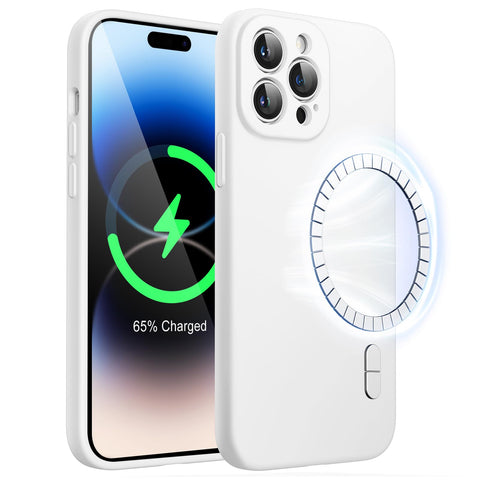 JETech Magnetic Silicone Case for iPhone 14 Pro 6.1-Inch, Compatible with MagSafe, Phone Cover with Camera Lens Full Protection (White) JETech Magnetic Silicone Case for iPhone 14 Pro 6.1-Inch, Compatible with MagSafe, Phone Cover with Camera Lens Full Protection (White)