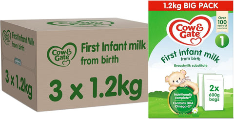 Cow & Gate 1 First Infant Baby Milk Powder Formula, from Birth, 1.2K (Pack of 3) Cow & Gate 1 First Infant Baby Milk Powder Formula, from Birth, 1.2K (Pack of 3)