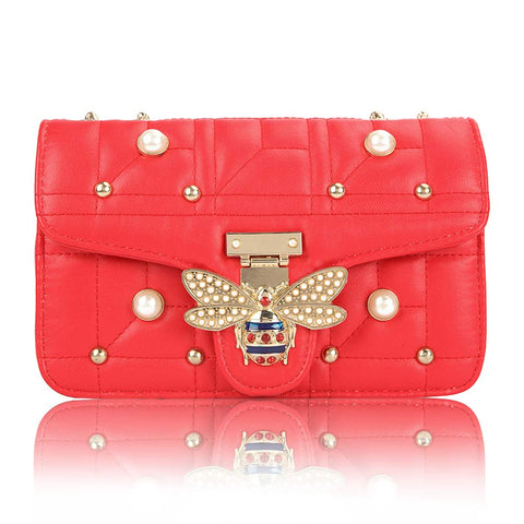 Beatfull Designer Bee Purse Shoulder Bag for Women Pear Crossbody Purse Handbag with Chain Red Beatfull Designer Bee Purse Shoulder Bag for Women Pear Crossbody Purse Handbag with Chain Red