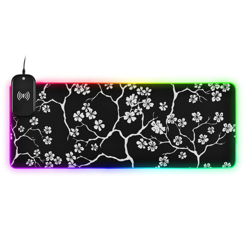 Cherry Blossom Wireless Charging Mouse Pad for Mobile Phone Extra Large Gaming Mousepad with 13 Lighting Modes Extended Desk Mat for MacBook PC Laptop Desk Office Home Gaming Cherry Blossom Wireless Charging Mouse Pad for Mobile Phone Extra Large Gaming Mousepad with 13 Lighting Modes Extended Desk Mat for MacBook PC Laptop Desk Office Home Gaming