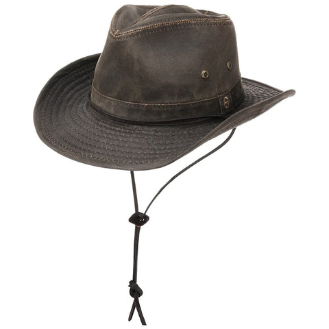 Stetson Diaz Outdoor Western hat for Men - Chinstrap and Flexible Brim - Cowboy hat Factor 40+ UV Protection - with Cotton in Washed-Out/Distressed Design - Summer/Winter Brown L (58-59 cm) Stetson Diaz Outdoor Western hat for Men - Chinstrap and Flexible Brim - Cowboy hat Factor 40+ UV Protection - with Cotton in Washed-Out/Distressed Design - Summer/Winter Brown L (58-59 cm)