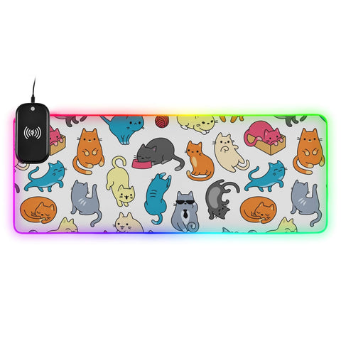 Cats White Wireless Charging Mouse Pad for Mobile Phone Extra Large Gaming Mousepad with 13 Lighting Modes Computer Mat for Gaming MacBook PC Laptop Desk Office Home Cats White Wireless Charging Mouse Pad for Mobile Phone Extra Large Gaming Mousepad with 13 Lighting Modes Computer Mat for Gaming MacBook PC Laptop Desk Office Home