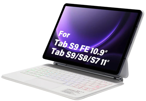 DUNNO Keyboard Case for Samsung Galaxy Tab S9 FE 10.9", Tab S9/S8/S7 11", Magnetic Keyboard Case with Floating Cantilever Stand, Multi-Touch Trackpad, Backlit Keyboard (White) DUNNO Keyboard Case for Samsung Galaxy Tab S9 FE 10.9", Tab S9/S8/S7 11", Magnetic Keyboard Case with Floating Cantilever Stand, Multi-Touch Trackpad, Backlit Keyboard (White)