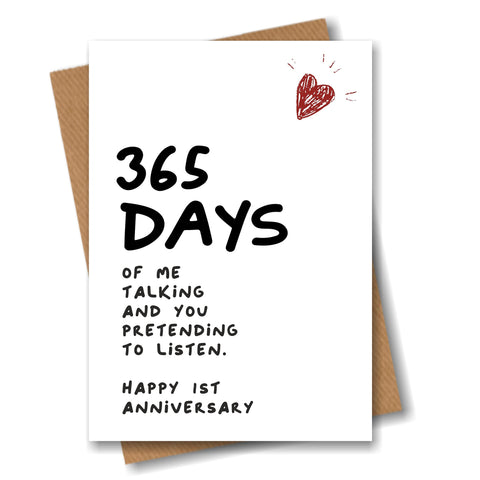 1st Anniversary Card - 365 Days of me Talking 1st Anniversary Card - 365 Days of me Talking
