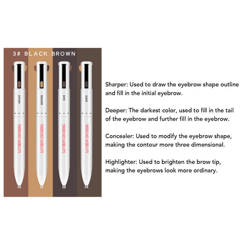 Sonew 4 In1 Eyebrow Contour Highlight Pen, Waterproof ing Eyebrow Tint Pen Brow Defining Pencil Eye Makeup Beauty Tool for Women Girls (3# Black Brown) Sonew 4 In1 Eyebrow Contour Highlight Pen, Waterproof ing Eyebrow Tint Pen Brow Defining Pencil Eye Makeup Beauty Tool for Women Girls (3# Black Brown)