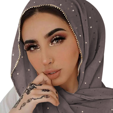 ANKOMINA Women Soft Chiffon Rhinestone Long Scarf Shawl Fashion Muslim Hijab Head Wrap Scarves ANKOMINA Women Soft Chiffon Rhinestone Long Scarf Shawl Fashion Muslim Hijab Head Wrap Scarves