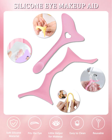 Silicone Eyeliner Eyebrow Shaping Stencils Set- 5 in 1 Winged Tip Eyeliner Aid and 6 in 1 Eyebrow Stencil Aid,Reusable Multifunctional Eye Makeup Tool Kit,for Women Winged Eyeliner, Defined Brow, Lip Line-Pink Silicone Eyeliner Eyebrow Shaping Stencils Set- 5 in 1 Winged Tip Eyeliner Aid and 6 in 1 Eyebrow Stencil Aid,Reusable Multifunctional Eye Makeup Tool Kit,for Women Winged Eyeliner, Defined Brow, Lip Line-Pink