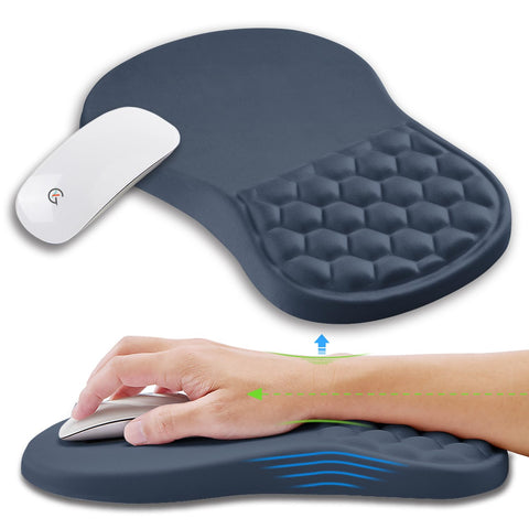KUOSGM Ergonomic Mouse Pad Wrist Support with Memory Foam Massage Bulge, Carpal Tunnel Pain Relief Mousepad Wrist Rest for Mouse(12x8 inch, Dark Blue) KUOSGM Ergonomic Mouse Pad Wrist Support with Memory Foam Massage Bulge, Carpal Tunnel Pain Relief Mousepad Wrist Rest for Mouse(12x8 inch, Dark Blue)