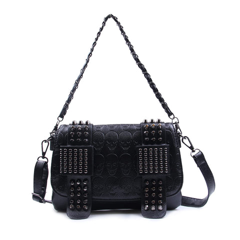 Syrads Women's Crossbody Shoulder Bag Punk Gothic Studs PU Handbag Skull Rivet Studded Crossbody Bag Syrads Women's Crossbody Shoulder Bag Punk Gothic Studs PU Handbag Skull Rivet Studded Crossbody Bag
