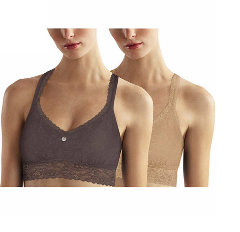 DKNY Intimates Women's Signature Lace Bralette, 2 Pack (Gray- Nude, Large) DKNY Intimates Women's Signature Lace Bralette, 2 Pack (Gray- Nude, Large)