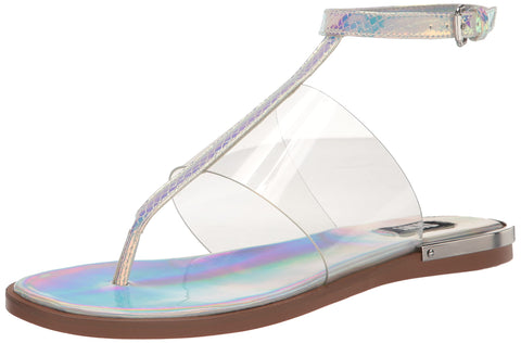DKNY Women's Ava Flat Thong Sandal, SIL IRID, 8 DKNY Women's Ava Flat Thong Sandal, SIL IRID, 8