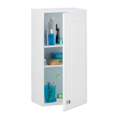 Relaxdays Bathroom Hanging Cabinet, Wall Cupboard with 2 Shelves for the Bathroom, MDF, HxWxD: 60 x 30 x 20.5cm, White Relaxdays Bathroom Hanging Cabinet, Wall Cupboard with 2 Shelves for the Bathroom, MDF, HxWxD: 60 x 30 x 20.5cm, White