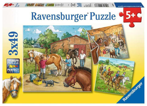 Ravensburger 09237 Jigsaw Puzzle 3 x 49 Pieces A Day with Horses Ravensburger 09237 Jigsaw Puzzle 3 x 49 Pieces A Day with Horses
