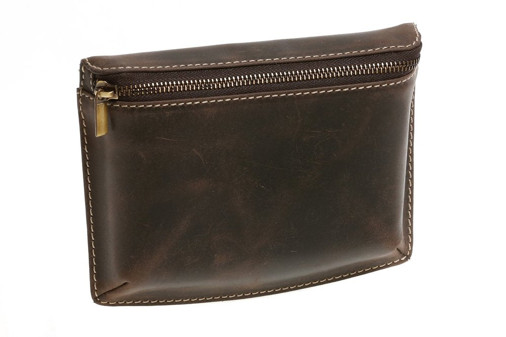 LEAS Belt bag Waist bag Bum Bag Travel pouch pack, Genuine Leather, dark brown Vintage-Collection