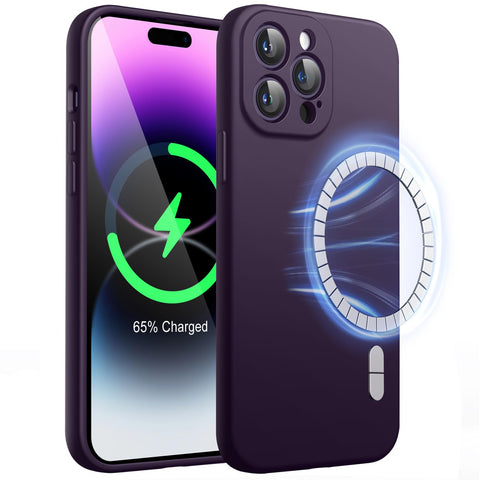 JETech Magnetic Silicone Case for iPhone 14 Pro Max 6.7-Inch, Compatible with MagSafe, Phone Cover with Camera Lens Full Protection (Deep Purple) JETech Magnetic Silicone Case for iPhone 14 Pro Max 6.7-Inch, Compatible with MagSafe, Phone Cover with Camera Lens Full Protection (Deep Purple)