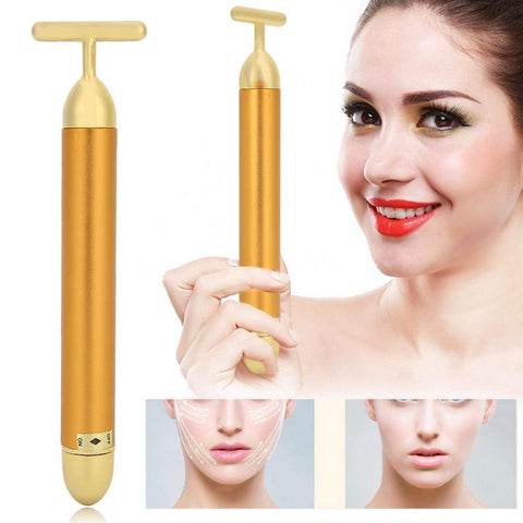 24K Gold Face Massage Stick Electric Face Slimming Massager, Lift and Firm Face Skin, V-Shape Face Massage Tool 24K Gold Face Massage Stick Electric Face Slimming Massager, Lift and Firm Face Skin, V-Shape Face Massage Tool