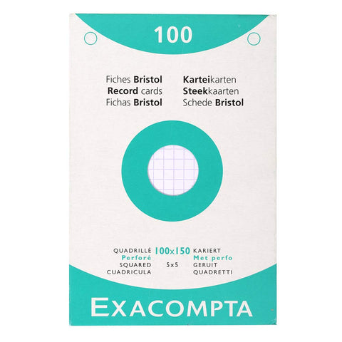 Exacompta - Ref 13602E - Bristol Squared Punched Board for Printing (Pack of 100) - 100 x 150mm in Size, 205gsm Card, Compatible with Printers - Suitable for Exam Revision & Notes - White Exacompta - Ref 13602E - Bristol Squared Punched Board for Printing (Pack of 100) - 100 x 150mm in Size, 205gsm Card, Compatible with Printers - Suitable for Exam Revision & Notes - White
