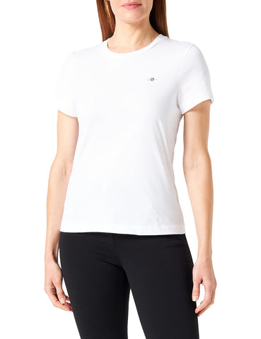 GANT Women's REG Shield SS T-Shirt, White, S GANT Women's REG Shield SS T-Shirt, White, S